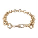 9k yellow gold solid heart belcher for women gypsy lucky style in 7 and 7.5 inches. the bracelet is 9.5 mm wide.