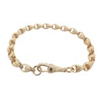 9k yellow gold solid tulip bracelet for men, women and kids. The bracelet is 5.5 mm wide with patterned links.