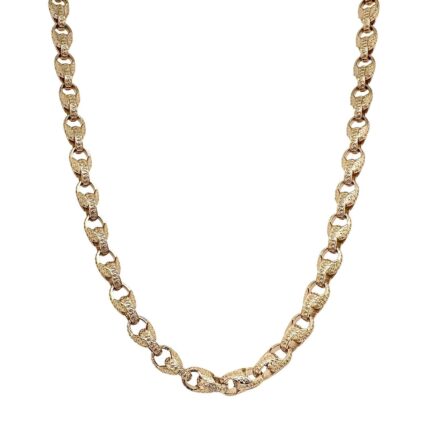 9k yellow gold solid tulip chain for men women and kids all patterned links 5.5 mm wide UK Made 22 inches.