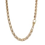 9k yellow gold solid tulip chain for men women and kids all patterned links 5.5 mm wide UK Made 22 inches.