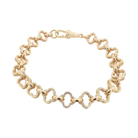9k yellow gold solid clover bracelet 8.50 mm wide 7 inches, 7.5 inches for women and kids.