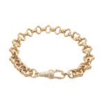 9k yellow gold solid clover bracelet 8.50 mm wide 7 inches, 7.5 inches for women and kids.