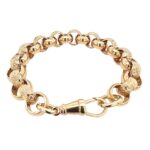 13.50 mm wide 9k yellow gold solid belcher bracelet patterned and plain links for men solid heavy weight.