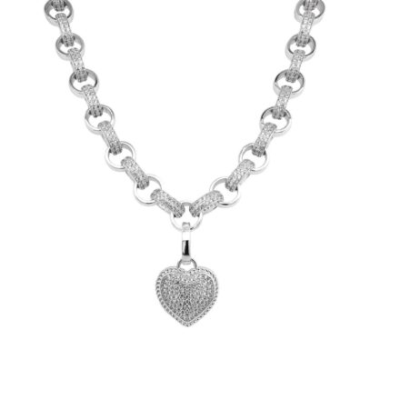 925 sterling silver heart charm chain belcher 9 mm wide 18 inches long for men and women.