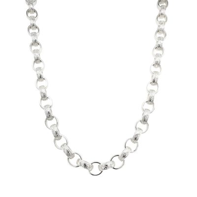 925 sterling silver belcher chain 7 mm wide oval shaped with patterned and plain links, 18, 20, 22, 24 and 26 inches. The chain is for men women and children.