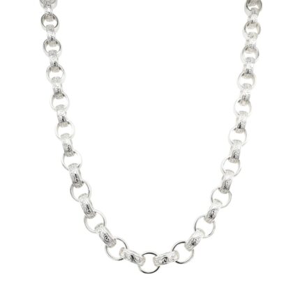 925 sterling silver belcher chain 7 mm wide oval shaped with patterned and plain links, 18, 20, 22, 24 and 26 inches. The chain is for men women and children.