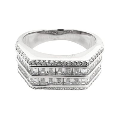925 sterling silver quadrilateral desinged signet ring and pinky ring for men 10 mm for cubic zirconia stones.
