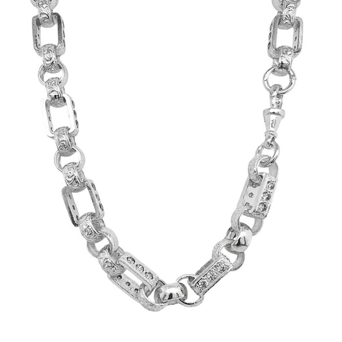 Gypso Chain 925 Sterling Silver Stone Set Gypsy Link Belcher Chain - 10 mm | TOP ...