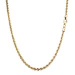 9k yellow gold solid rope chain for men. women and kids/children 2.75 mm wide available in 18, 20, 22, 24 inches in length.