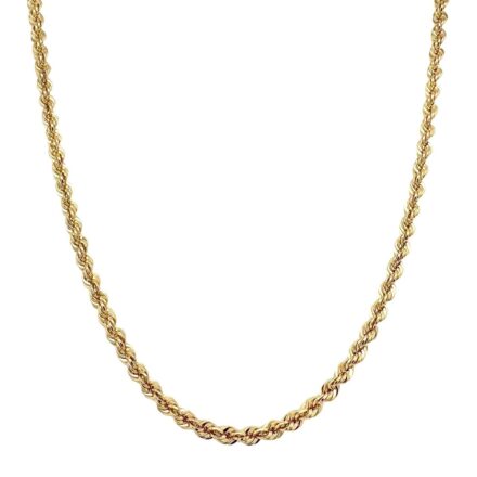 9k yellow gold solid rope chain for men. women and kids/children 2.75 mm wide available in 18, 20, 22, 24 inches in length.