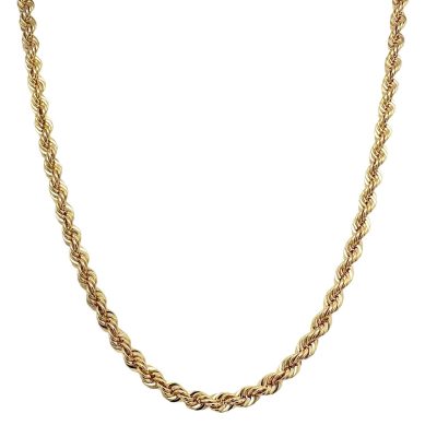 9k yellow gold solid normal styled rope chain 3.35 mm wide for men, women and kids. The chain is available in 18 inches, 20 inches, 22 inches, 24 inches in length.
