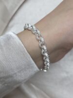 925 Sterling Silver Micro Patterned Open Heart Belcher Bracelet - 11 x 6 mm - Image 8