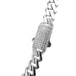 925 sterling silver prog styled cuban chain with stone set box clasp for men women 9 mm wide.