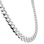 925 sterling silver prog styled cuban chain with stone set box clasp for men women 9 mm wide.