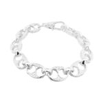 925 sterling silver coffee bean link, gucci link styled bracelet solid for men 12 mm wide.
