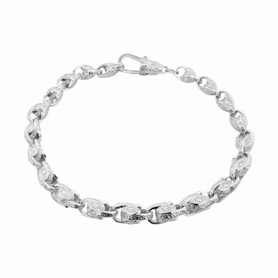 925 sterling silver tulip bracelet 6 mm wide for men. women and children patterned links.