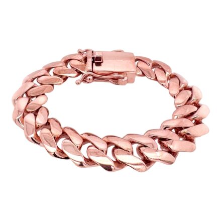 16 mm rose gold cuban miami bracelet for men and women tight and solid links.