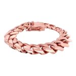 16 mm rose gold cuban miami bracelet for men and women tight and solid links.