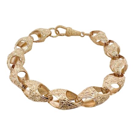 11 mm acorn bracelet solid 9k yellow gold for men and women heavy weigh UK Hallmark.