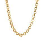 9k Yellow gold solid heart belcher chain with cut out heart for women and kids 7.5 mm wide 18 inches, 22 inches and 24 inches 20 inches.