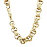9k yellow gold Solid heavy weight solid Belcher chain 13.50 mm wide for men with patterned and solid links. The chain is available from 22 to 30 inches.