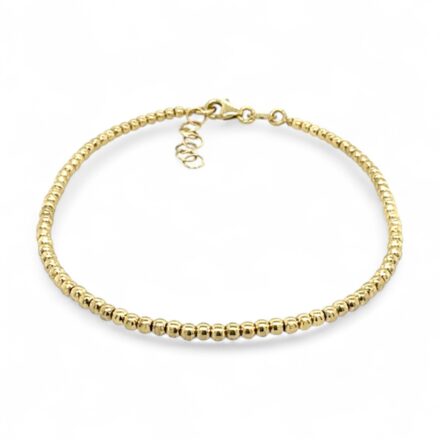 14k yellow gold bead ball bracelet solid for women and ladies 2 mm wide everyday use.