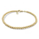 14k yellow gold bead ball bracelet solid for women and ladies 3 mm wide everyday use.