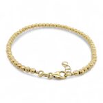 14k yellow gold bead ball bracelet solid for women and ladies 3 mm wide everyday use.
