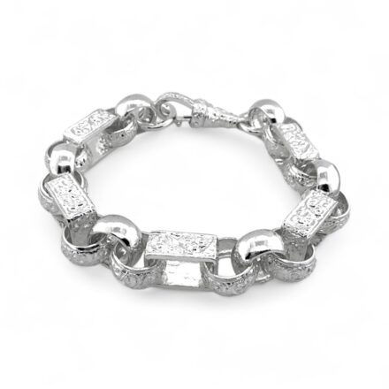 13 mm wide gypsy link belcher bracelet for men large size heavy weight for men.