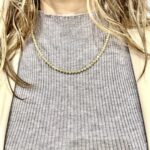 14k yellow gold solid bead ball chain with diamond cut pattern for women. 18 inches long