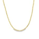 14k yellow gold solid bead ball chain with diamond cut pattern for women. 18 inches long 3 mm wide.