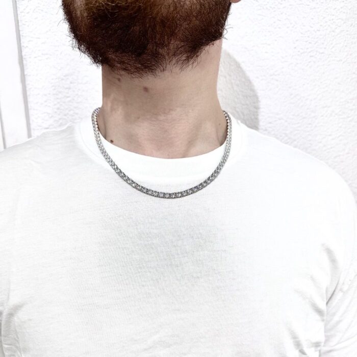 925 Sterling Silver Stone Set Tennis Necklace - 4 mm | TOP JEWELLERY