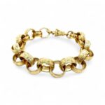 13.50 mm wide 9k yellow gold solid belcher bracelet patterned and plain links for men solid heavy weight.