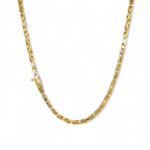 9k yellow gold solid square byzantine chain for men women and kids 2.5 mm wide .