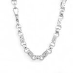 925 Sterling silver gypsy link styled chain for men and women solid patterned with square links 10 mm wide.