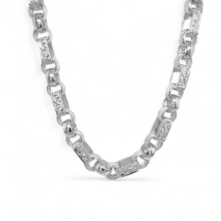 925 Sterling silver gypsy link styled chain for men and women solid patterned with square links 10 mm wide.
