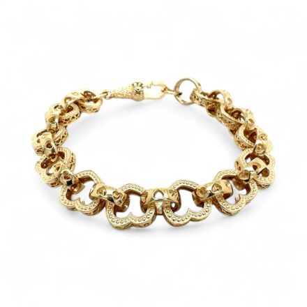 9k yellow gold heart belcher 11 mm wide solid cut out hearts.