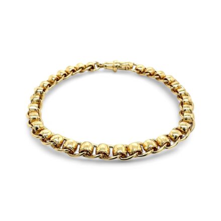 6 mm Rollerball bracelet handcrafted in 9k yellow gold, featuring polished rollerball-style links with a secure clasp.
