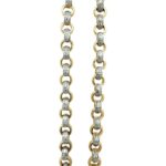 Solid 9k yellow gold Belcher chain set with high-quality cubic zirconia stones, 6mm wide, available in lengths from 16 to 30 inches. Elegant and durable design.