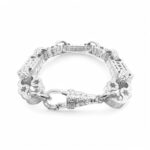 925 sterling silver Stars and Bars Belcher bracelet with intricate star and bar pattern, 15.50 mm wide, available in various lengths. Shiny, polished finish for a bold look.