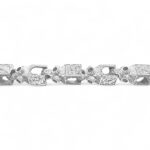 925 sterling silver Lego bracelet with intricate patterned links, 14 mm width, available in 8 to 10-inch lengths. Hallmarked and made in Italy for exceptional quality.
