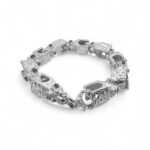 925 sterling silver Lego bracelet with intricate patterned links, 14 mm width, available in 8 to 10-inch lengths. Hallmarked and made in Italy for exceptional quality.