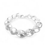 925 sterling silver acorn bracelet with intricate patterned links, 13.50 mm width, polished finish. Available in multiple lengths for a bold, stylish look.