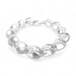 925 sterling silver acorn bracelet with intricate patterned links, 13.50 mm width, polished finish. Available in multiple lengths for a bold, stylish look.