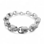 925 Sterling Silver Large Patterned Tulip Bracelet - 16.50 mm