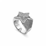925 Sterling Silver Star Ring 3D Design With Baguettes - SR00224 - Image 2
