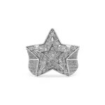 925 Sterling Silver Star Ring 3D Design With Baguettes - SR00224