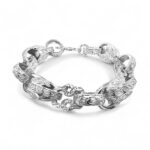 925 Sterling Silver Stars and Tulip Belcher Bracelet - 16 mm