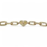 14k Yellow Gold Ladies Stone Set Fancy Heart Bracelet - 16 mm - Image 4