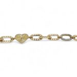 14k Yellow Gold Ladies Stone Set Fancy Heart Bracelet - 16 mm - Image 5